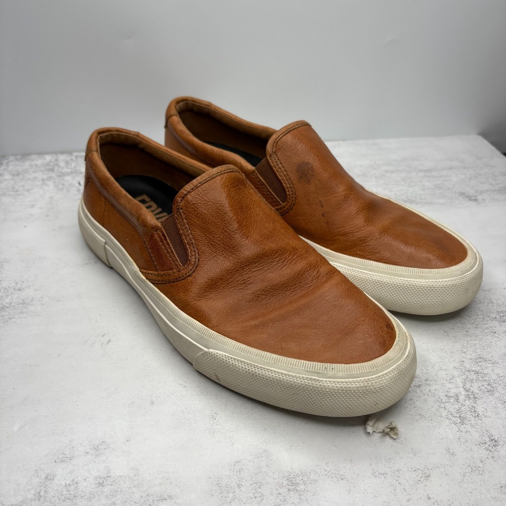 Fyre Ludlow Slip-On Sneakers 9.5 Cognac Brown Leather Loafers Casual Preppy